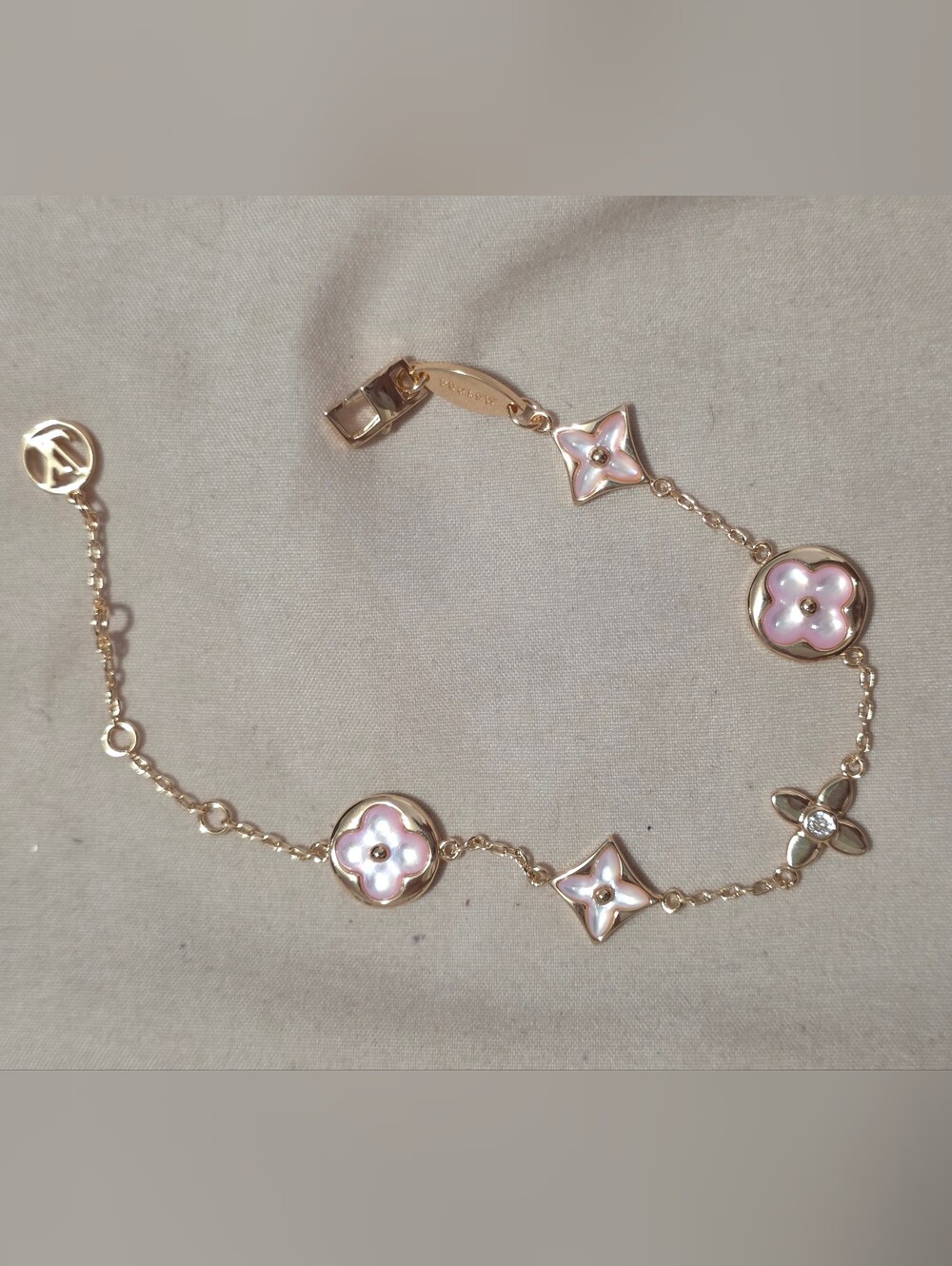 Rose Gold Plated Pink Flower Bracelet